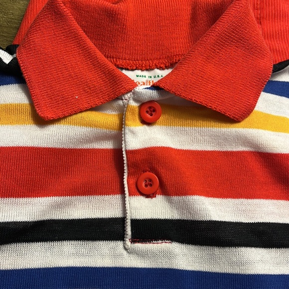 Vtg Healthtex Boy Sz 6 Multicolored Stripe Polo Shirt with Cords Set Made In USA - Picture 5 of 16